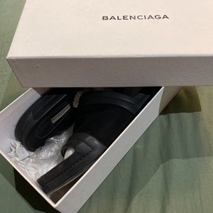 SOLD BALENCIAGA Black leather/suede slides